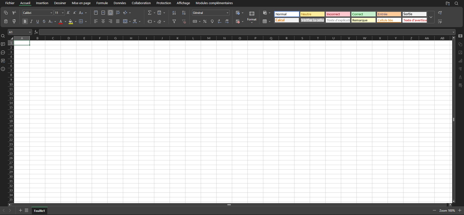 Organisation classique avec tableur Excel