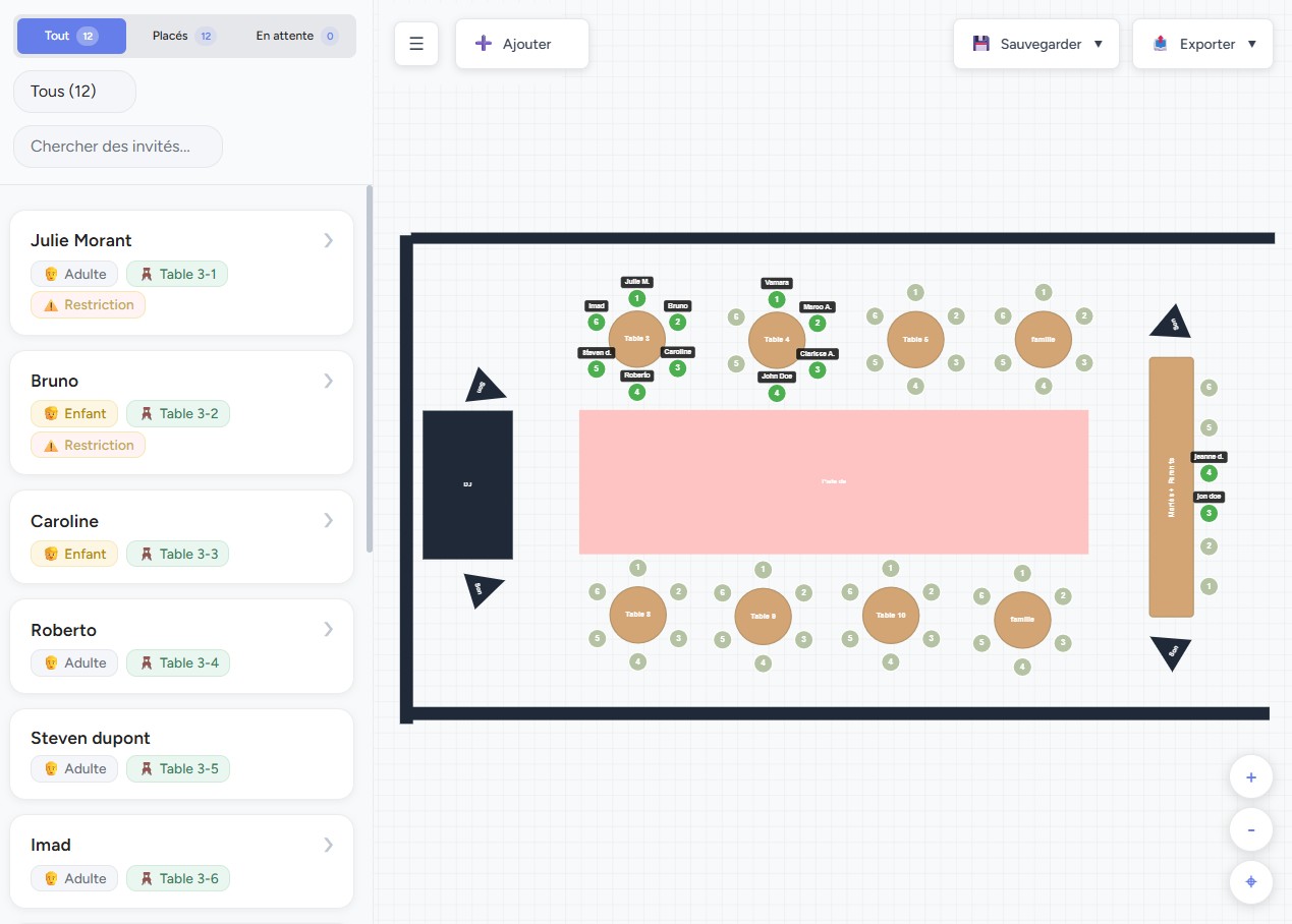 Plan de salle interactif